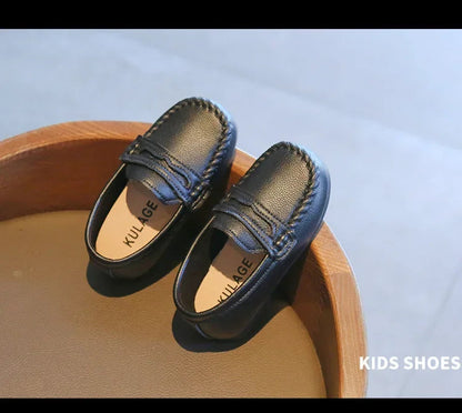 Boys' Leather School Loafers: Simple Slip-On Classic Formal Shoes