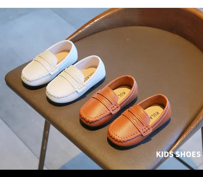 Boys' Leather School Loafers: Simple Slip-On Classic Formal Shoes