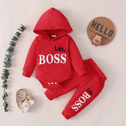 Newborn Boy 2PCS Set: Hoodie Jumpsuit + Pants