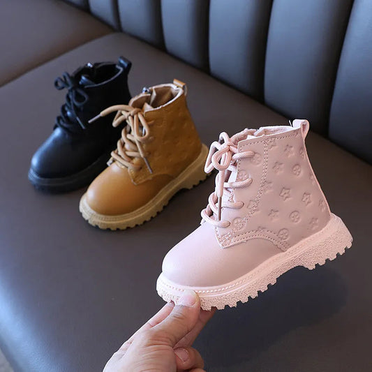 Autumn/Winter Plush Kids Boots: Fashionable & Warm