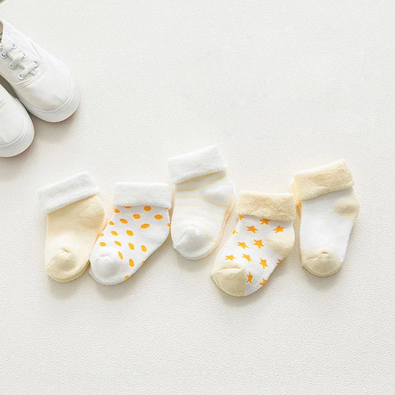 5 Pairs Thicken Cartoon Comfort Cotton Newborn Socks