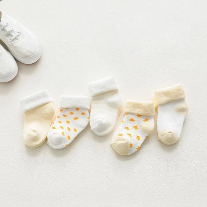5 Pairs Thicken Cartoon Comfort Cotton Newborn Socks