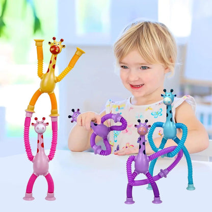 4-Piece Telescopic Suction Cup Giraffe Toy Set