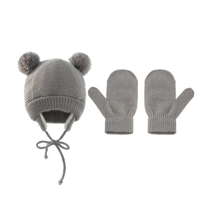 Cute Knitted Pompom Baby Hat & Glove - Winter Essential for Newborns