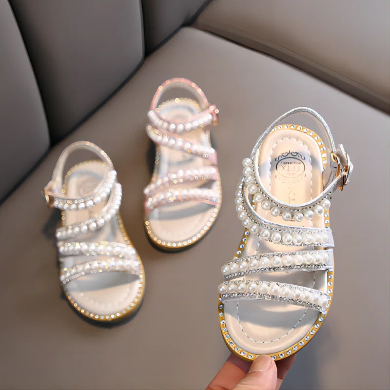 Bling Rhinestone Princess Sandals: Fashionable Summer Shoes for Little