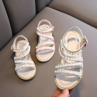 Bling Rhinestone Princess Sandals: Fashionable Summer Shoes for Little
