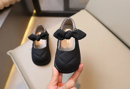 Girls' Bow Leather Shoes: Soft Spring/Autumn Style