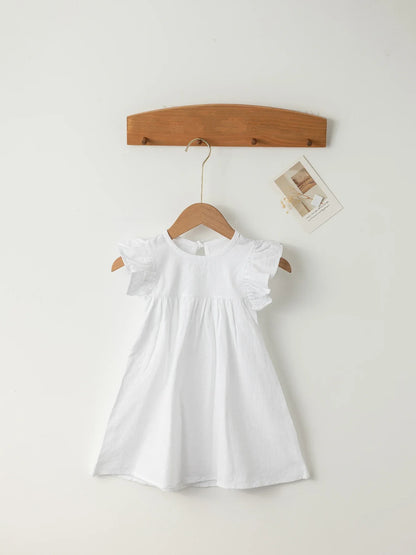 Baby Girls' Tie-back Overall Dress: Cotton Summer Casual Wear