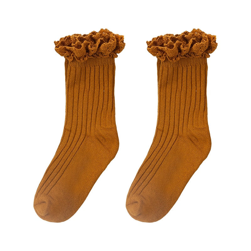 Hose Mid-calf  Ruffle Socks For Girls