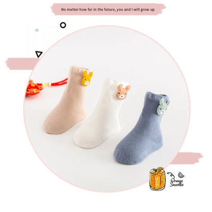 Cartoon Animal Baby Socks: 3 Pairs Set