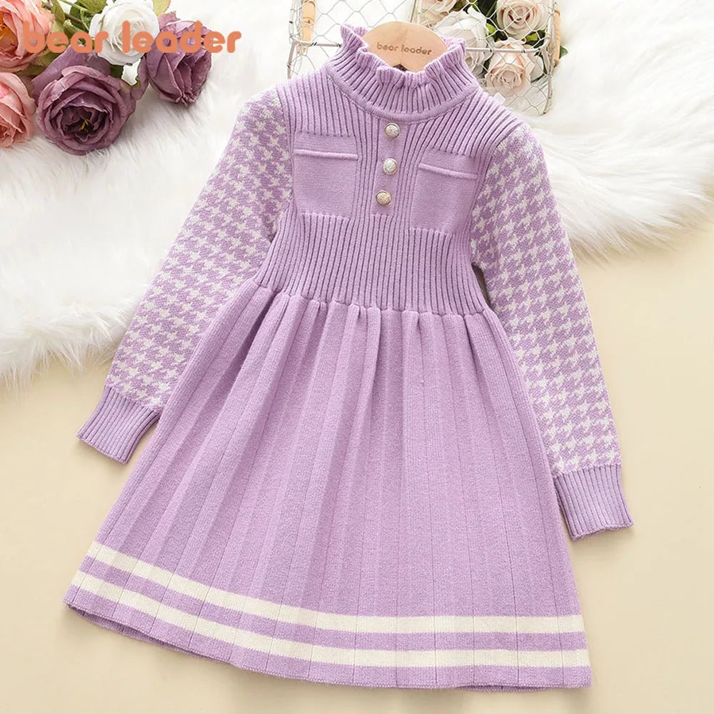 Girl's Sweater Dress - Autumn/Winter Knitted Princess Costume (4Y-8Y)