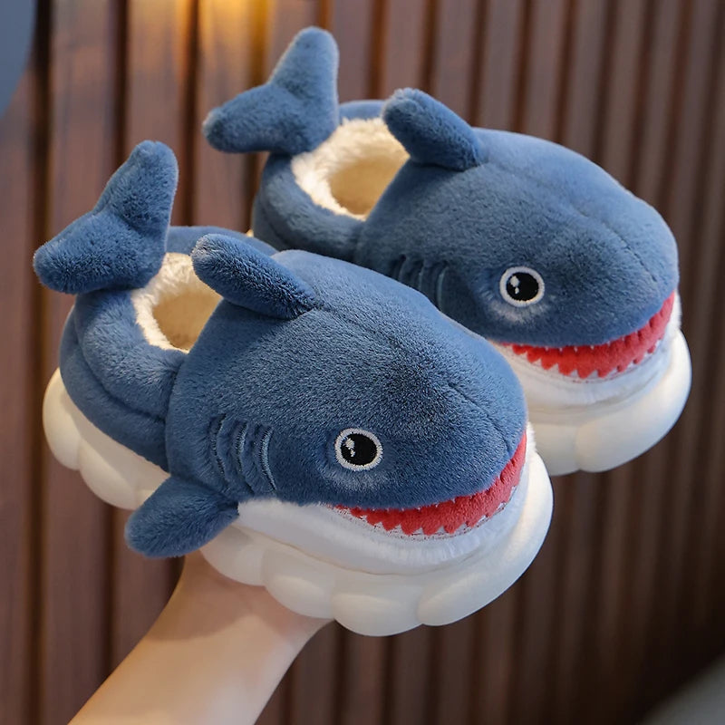 Cartoon Shark Cotton Slippers - Warm and Non-slip for Kids (Winter Edition)