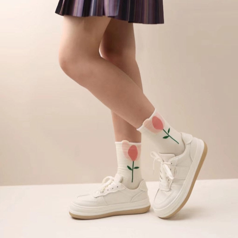 Casual Female Cute Floral Socks