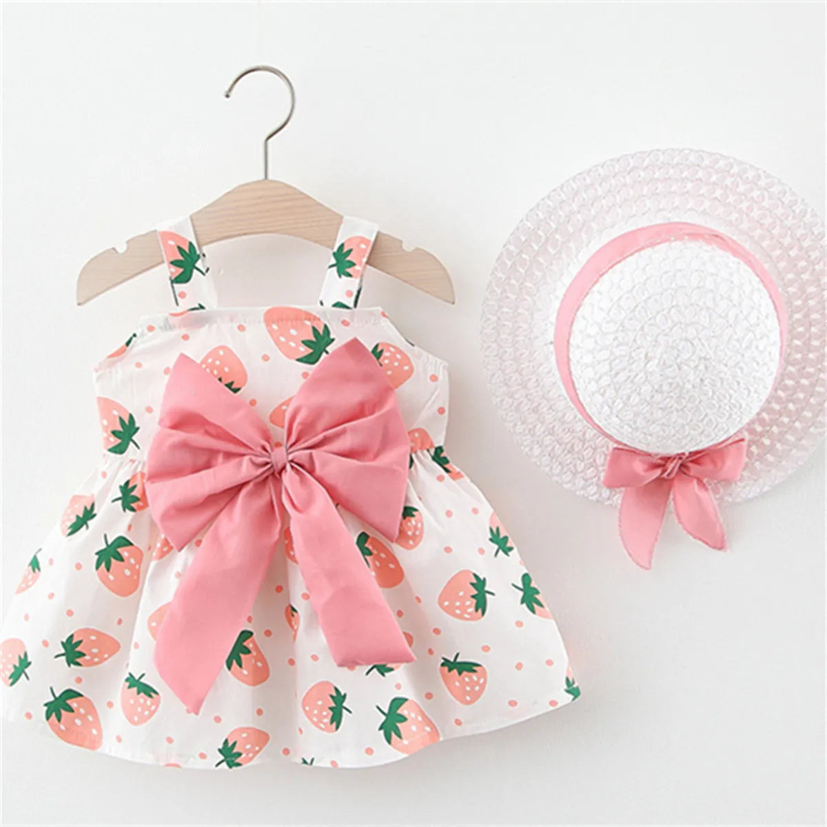 Summer Baby Girl's Strawberry Dress with Hat