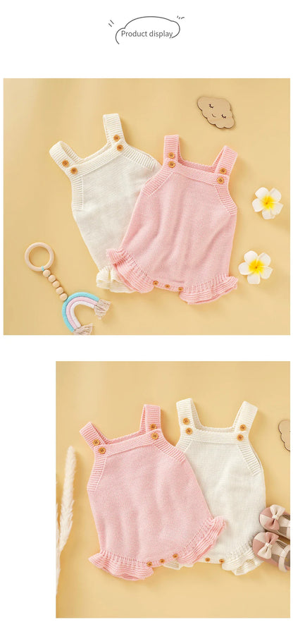 Knitted Baby Girls Summer Rompers