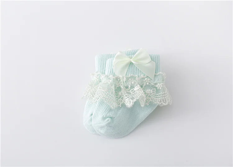 Newborn Baby Girls' Lace Socks with Princess Bow