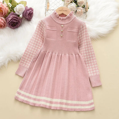 Girl's Sweater Dress - Autumn/Winter Knitted Princess Costume (4Y-8Y)