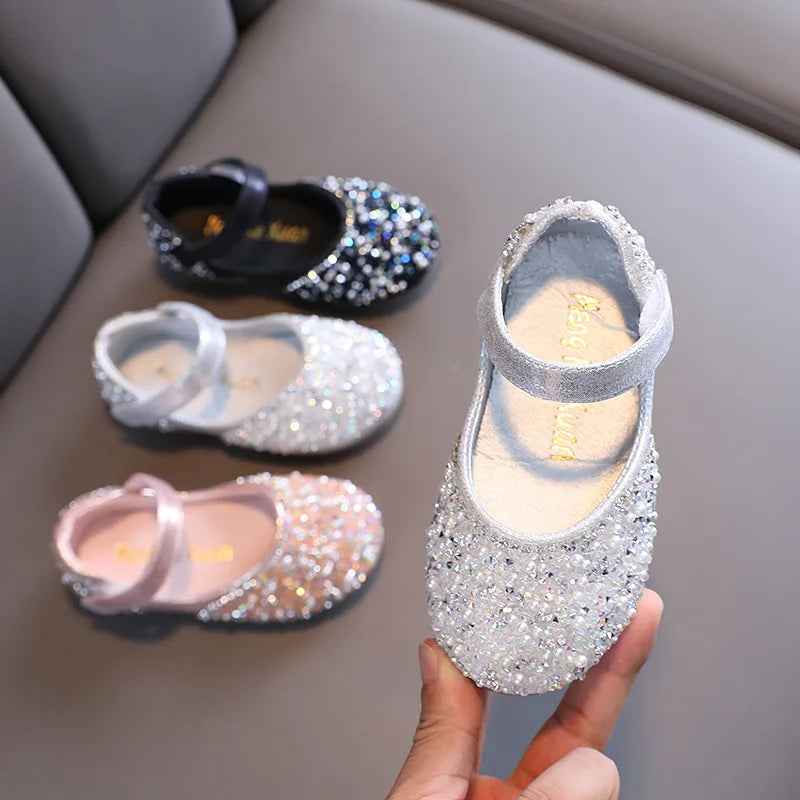 Rhinestone Leather Princess Shoes - Girls' Spring
