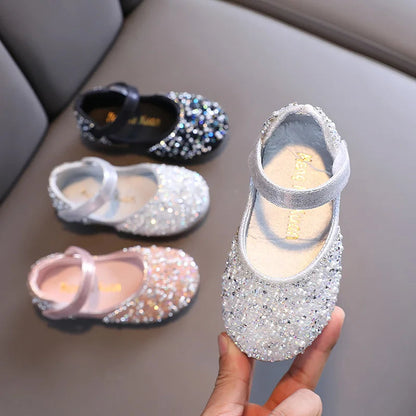Rhinestone Leather Princess Shoes - Girls' Spring