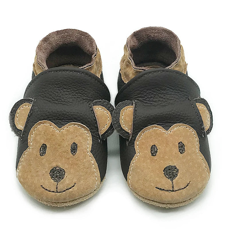 Cow Leather Baby Booties - Soft Soles, Non-Slip Infant Shoes