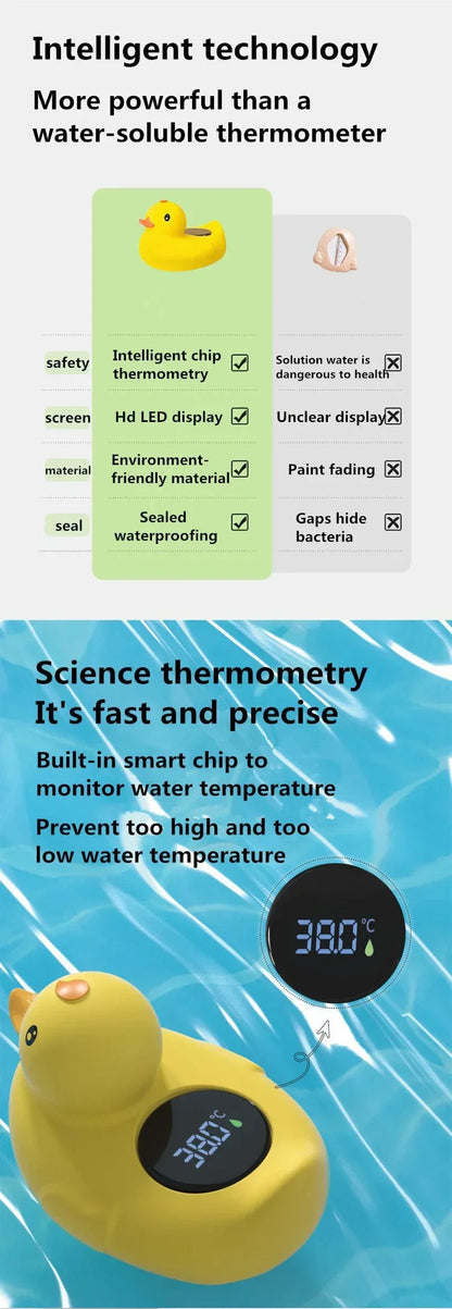 Little Yellow Duck Baby Bath Thermometer: Floating Waterproof Safety Sensor