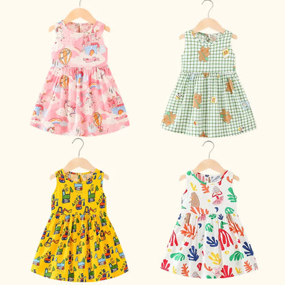 Cotton Sleeveless Flower Dress: Summer Princess Party Outfit