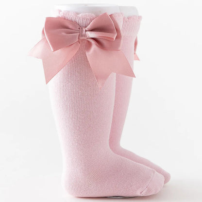 Kids Knee High Socks with Big Bow (Newborn-7 Years)