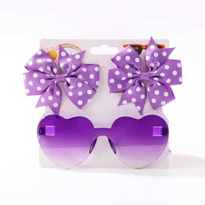 Kids Hairpin Set: Cute Dot & Heart Sunglasses