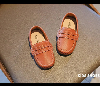 Boys' Leather School Loafers: Simple Slip-On Classic Formal Shoes