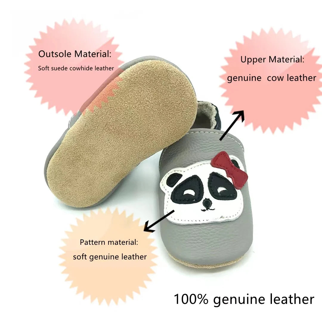 Cow Leather Baby Booties - Soft Soles, Non-Slip Infant Shoes