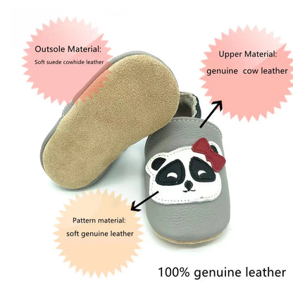 Cow Leather Baby Booties - Soft Soles, Non-Slip Infant Shoes