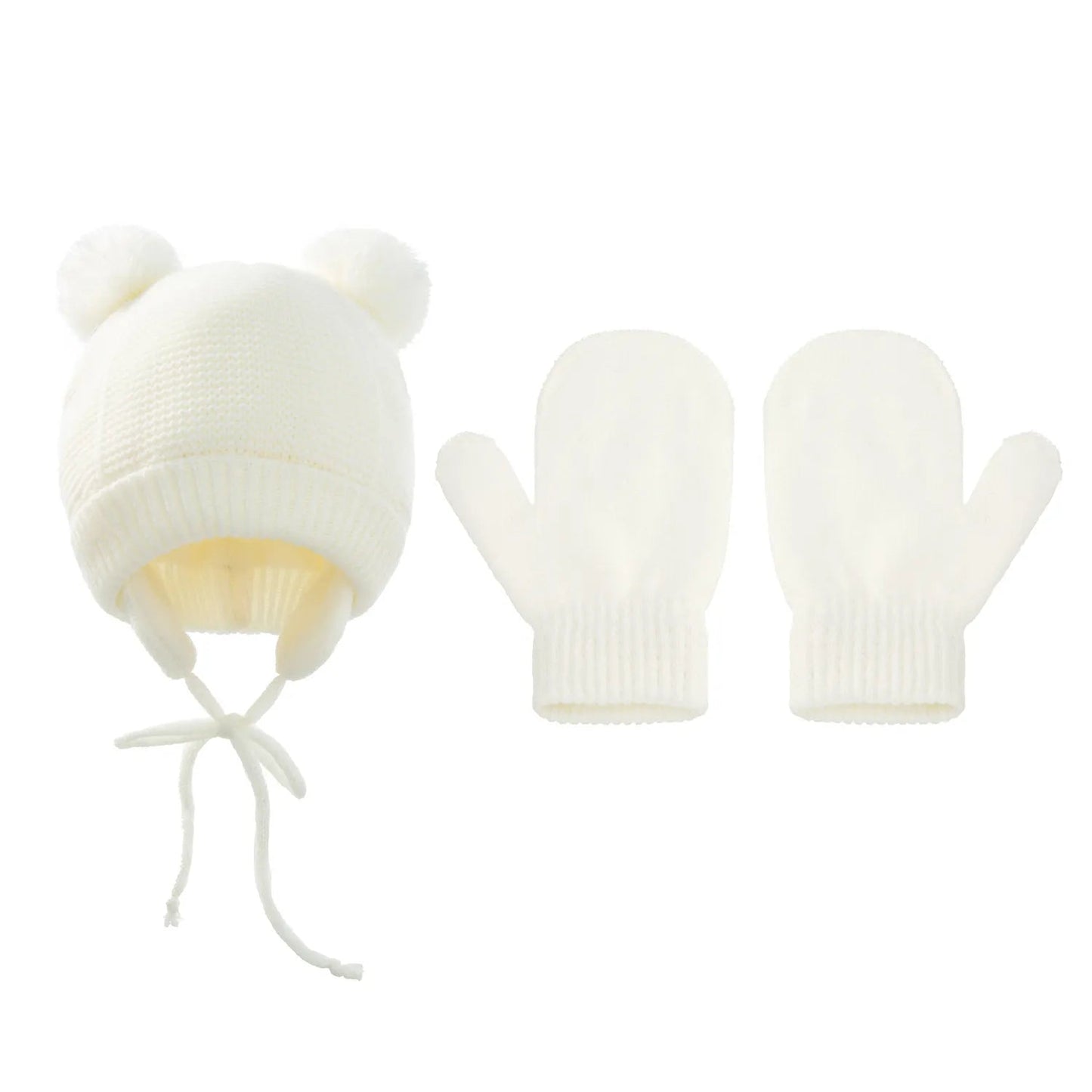 Cute Knitted Pompom Baby Hat & Glove - Winter Essential for Newborns
