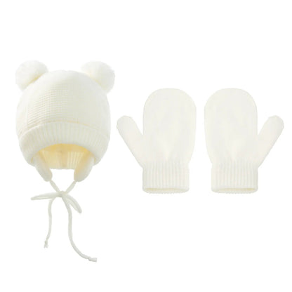 Cute Knitted Pompom Baby Hat & Glove - Winter Essential for Newborns