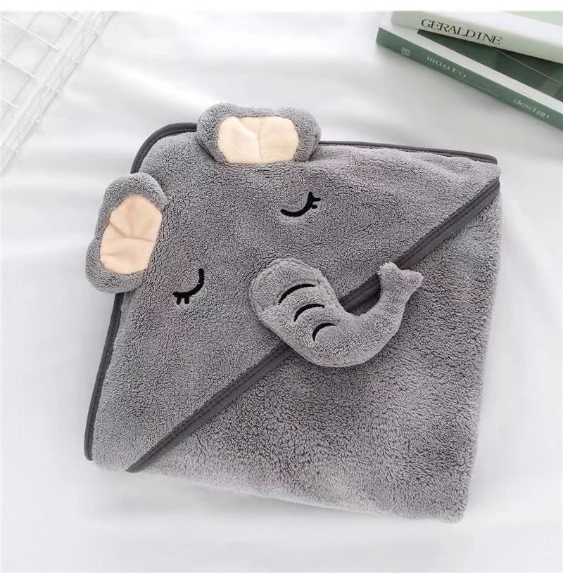 Super Soft Cartoon Hooded Baby Bath Towel - Cozy and Cute