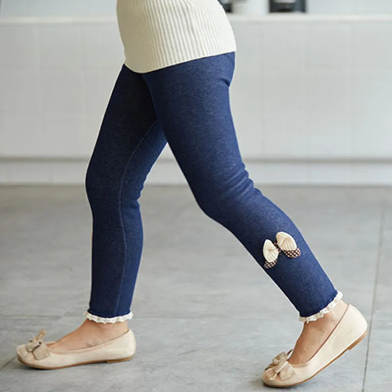 Bow Bottom Leggings - Cozy Pants for Girls (Winter/Spring)