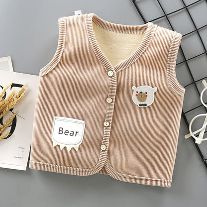 Kids Thicken Velvet-Lined Waistcoat