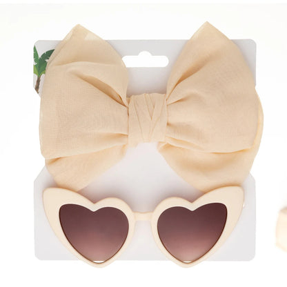 Heart Sunglasses & Bow Headband Set: Kids Fashion