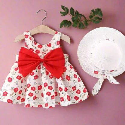 Sweet Summer Bow Floral Dress Set for Girls (3months-3 years)