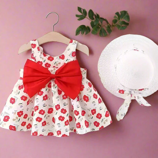 Sweet Summer Bow Floral Dress Set for Girls (3months-3 years)
