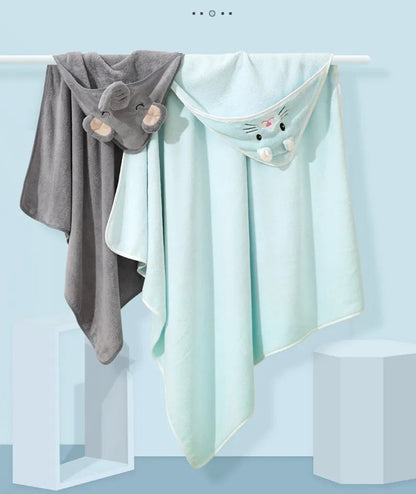 Cartoon Animal Hooded Baby Towel - Cozy Bath Time Essential