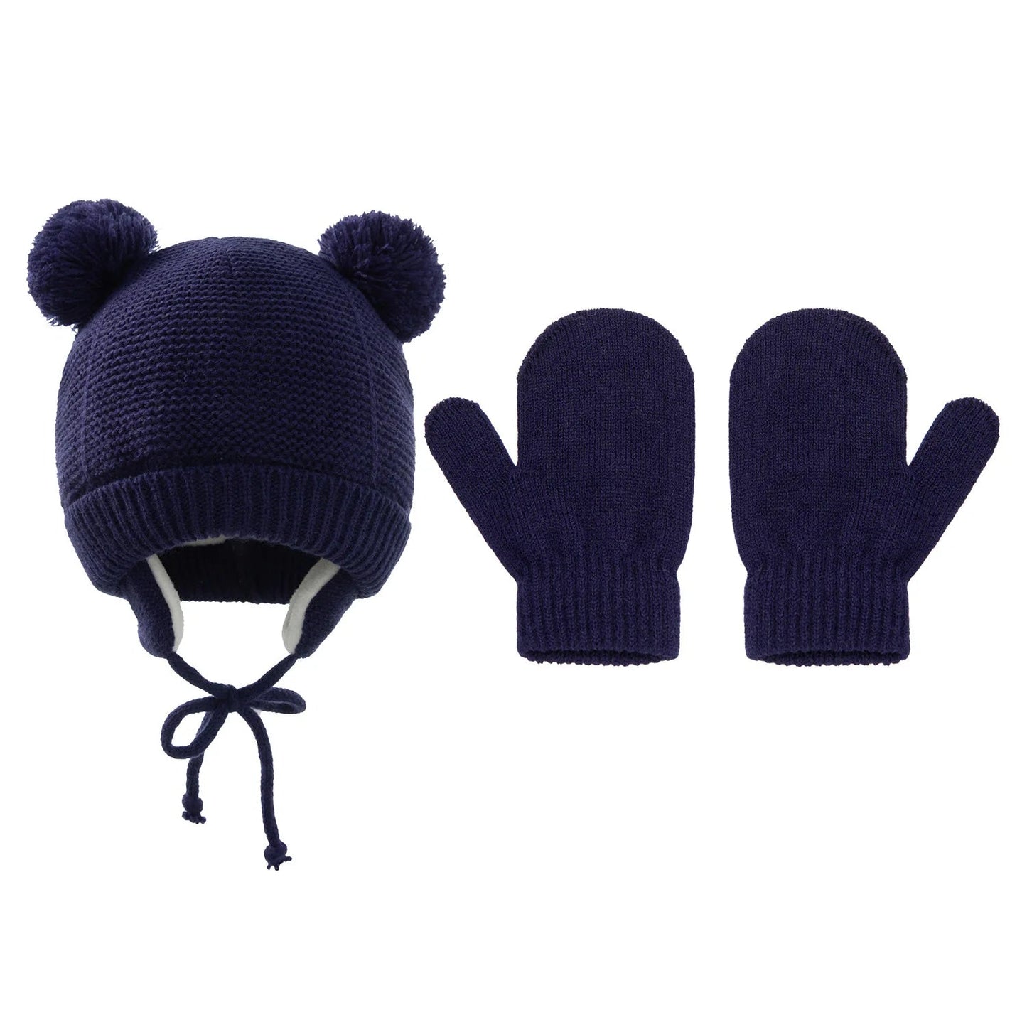 Cute Knitted Pompom Baby Hat & Glove - Winter Essential for Newborns