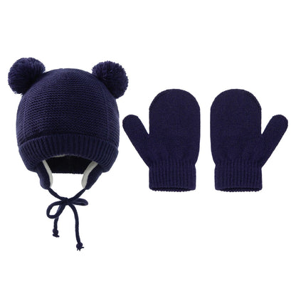 Cute Knitted Pompom Baby Hat & Glove - Winter Essential for Newborns