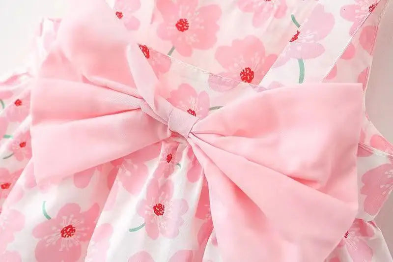 Sweet Summer Bow Floral Dress Set for Girls (3months-3 years)