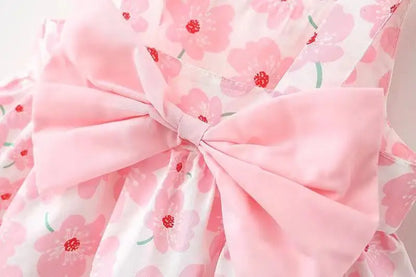 Sweet Summer Bow Floral Dress Set for Girls (3months-3 years)