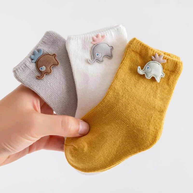 Cartoon Animal Baby Socks: 3 Pairs Set