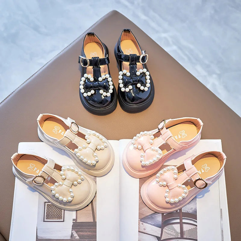 Girls Princess Flats with Bow-knot & Pearls