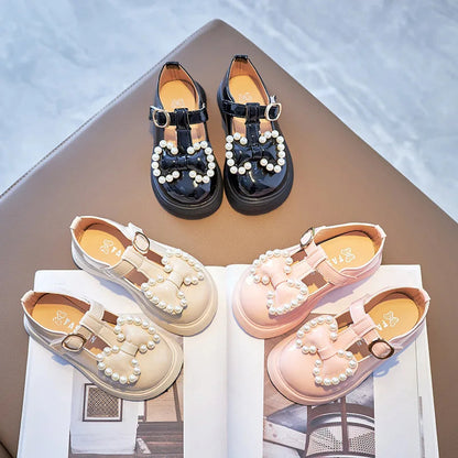 Girls Princess Flats with Bow-knot & Pearls