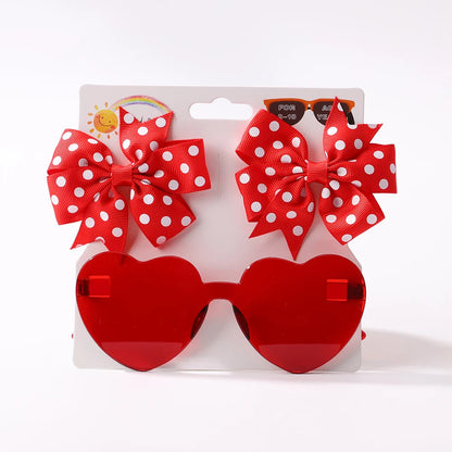 Kids Hairpin Set: Cute Dot & Heart Sunglasses