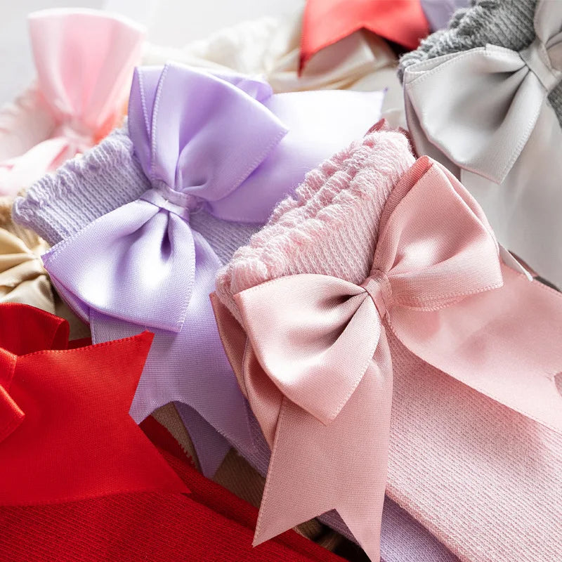 Kids Knee High Socks with Big Bow (Newborn-7 Years)