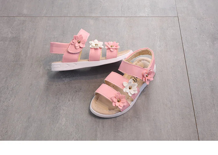 Girl's Summer Floral Sandals - Princess Fashion